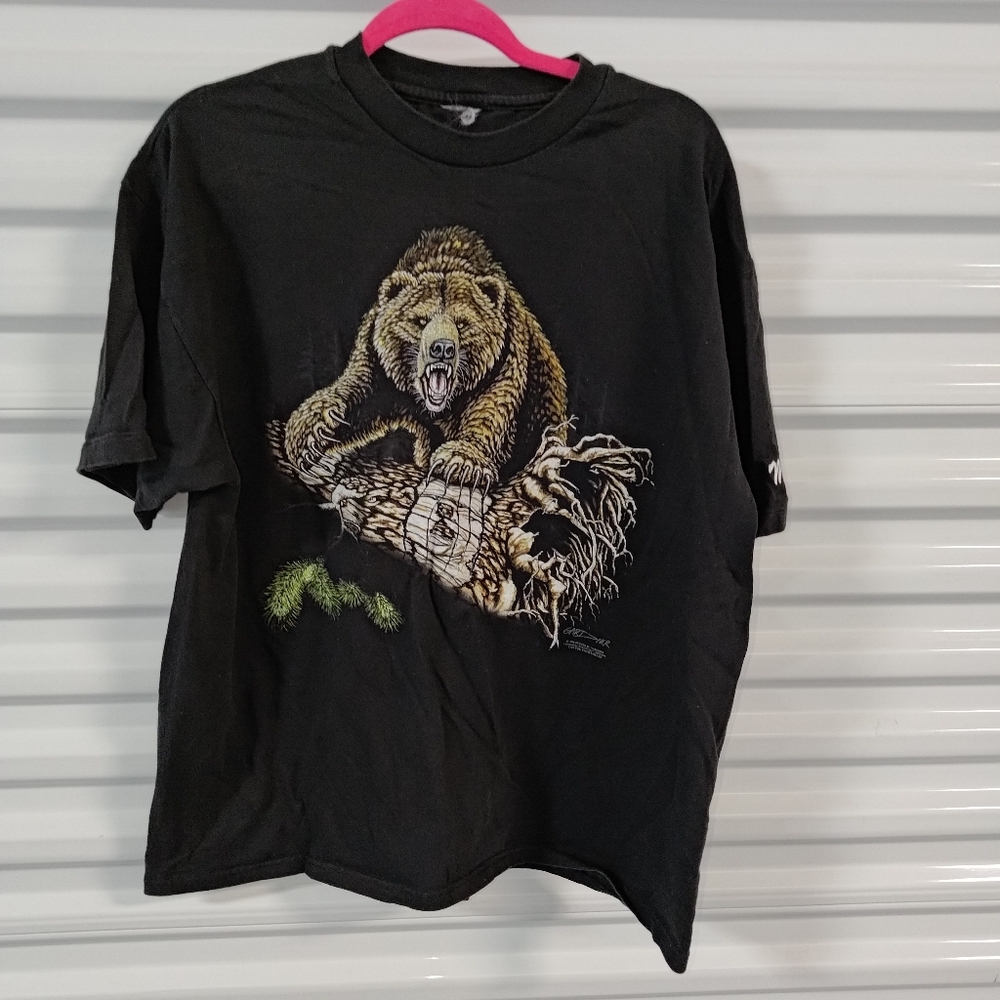 Vtg Steve M Gardener Grizzly Bear Graphic Crewneck Short Sleeve T-Shirt 2XL